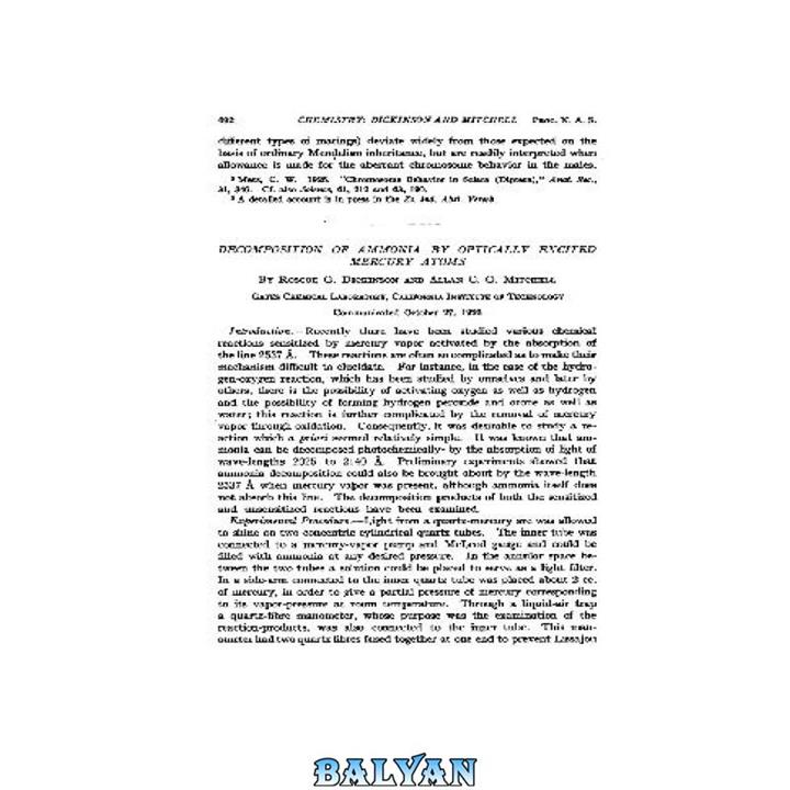 دانلود کتاب Decomposition of Ammonia by Optically Excited Mercury Atoms